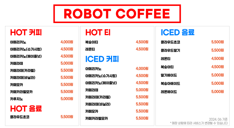 Robot Coffee Menu